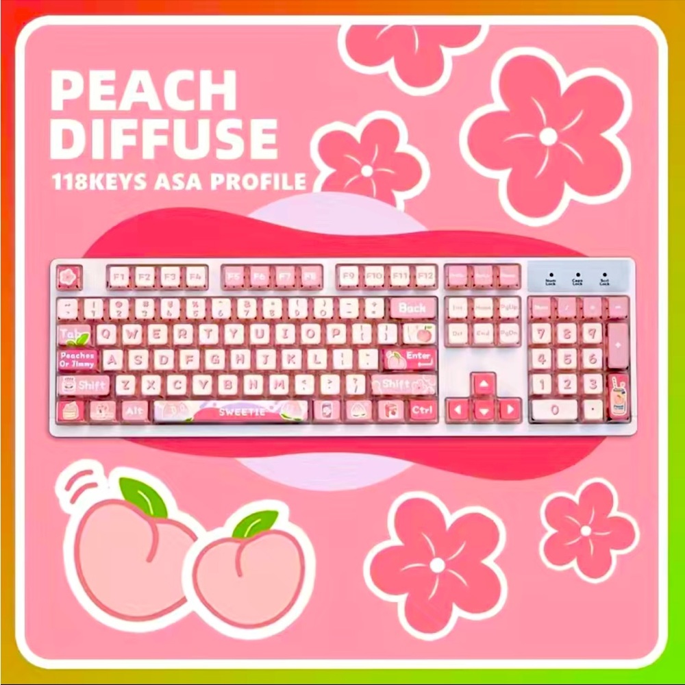 DAREU 118-Key Peach Diffuse Keycap Set - ASA Profile & Dye Sublimation!
